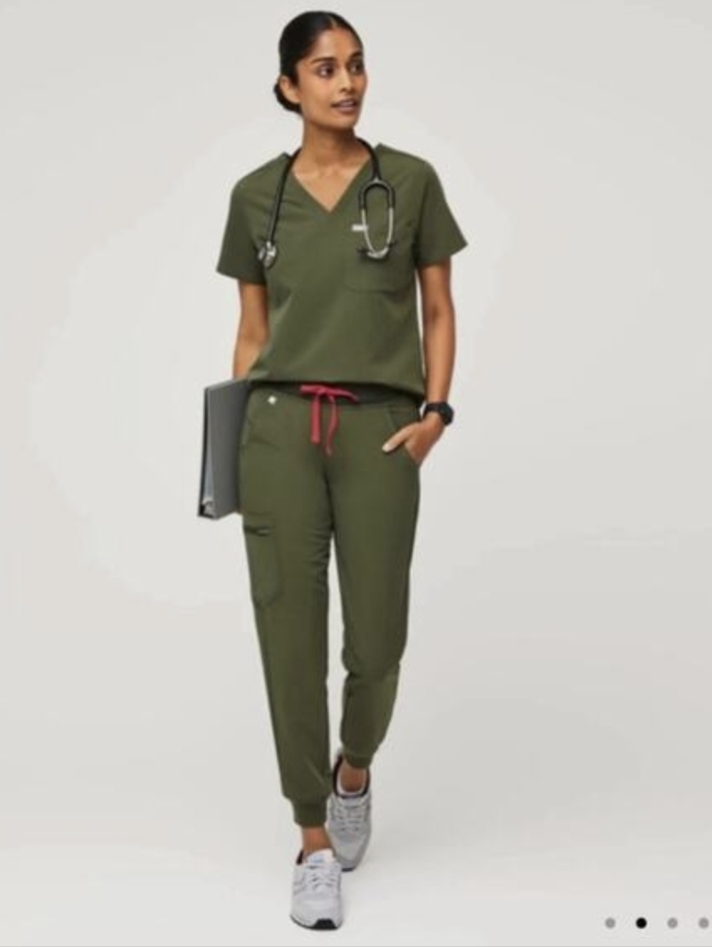 Figs Womens Scrub Set Top Shirt  Zamora Set  Joggers Dark Olive  Size. XL